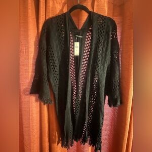 NWT Anthropologie Elegant Black Open-Knit Sweater